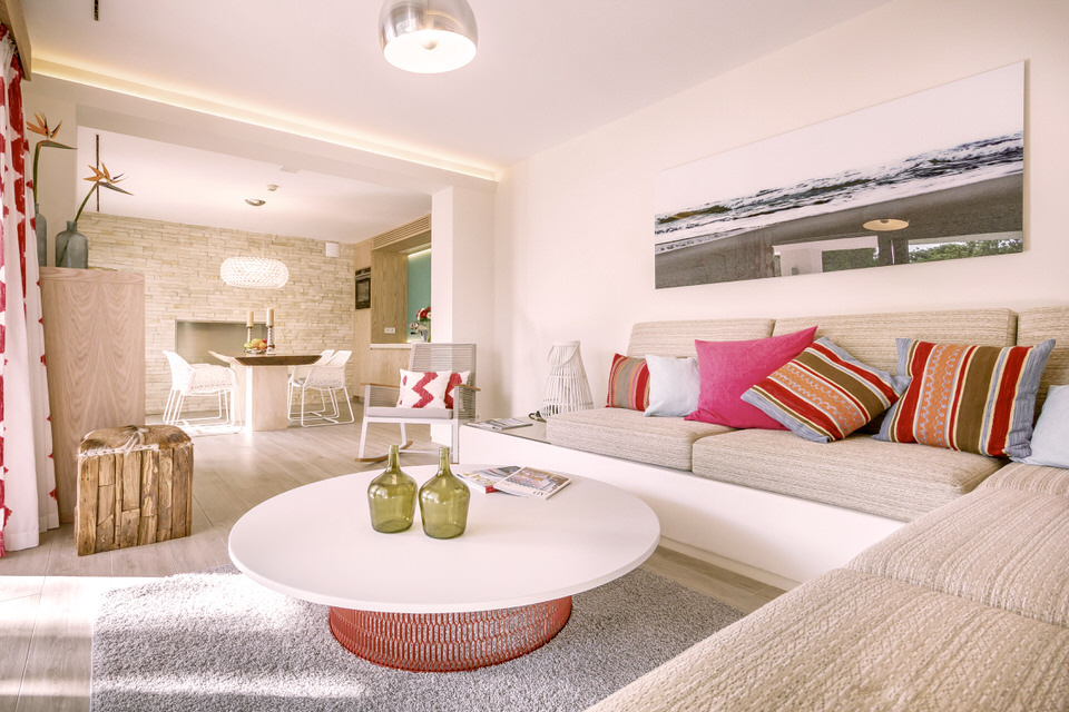 Der gemütliche Wohnraum der Garden Suite