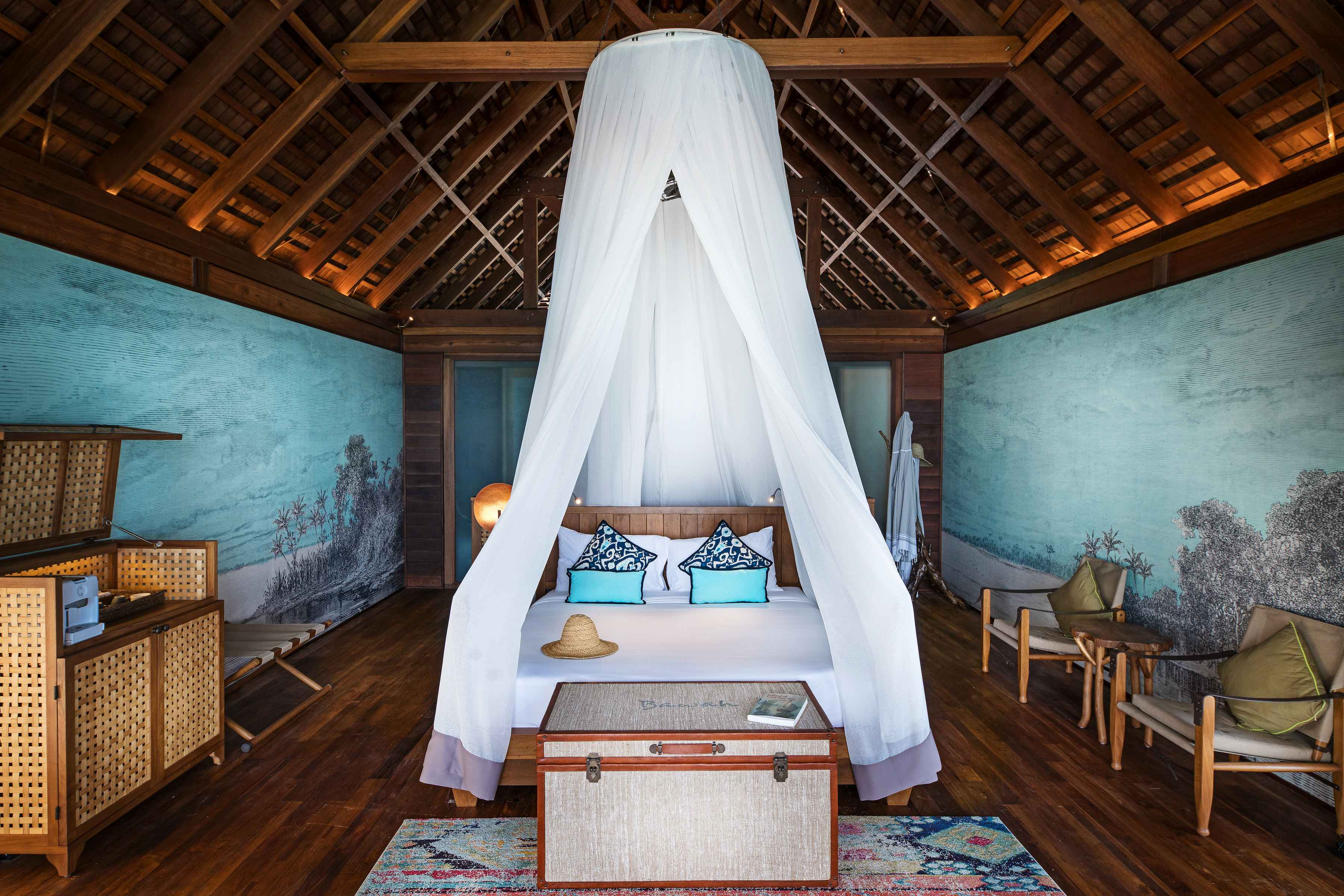 Das einzigartige Interieur des Overwater Bungalows