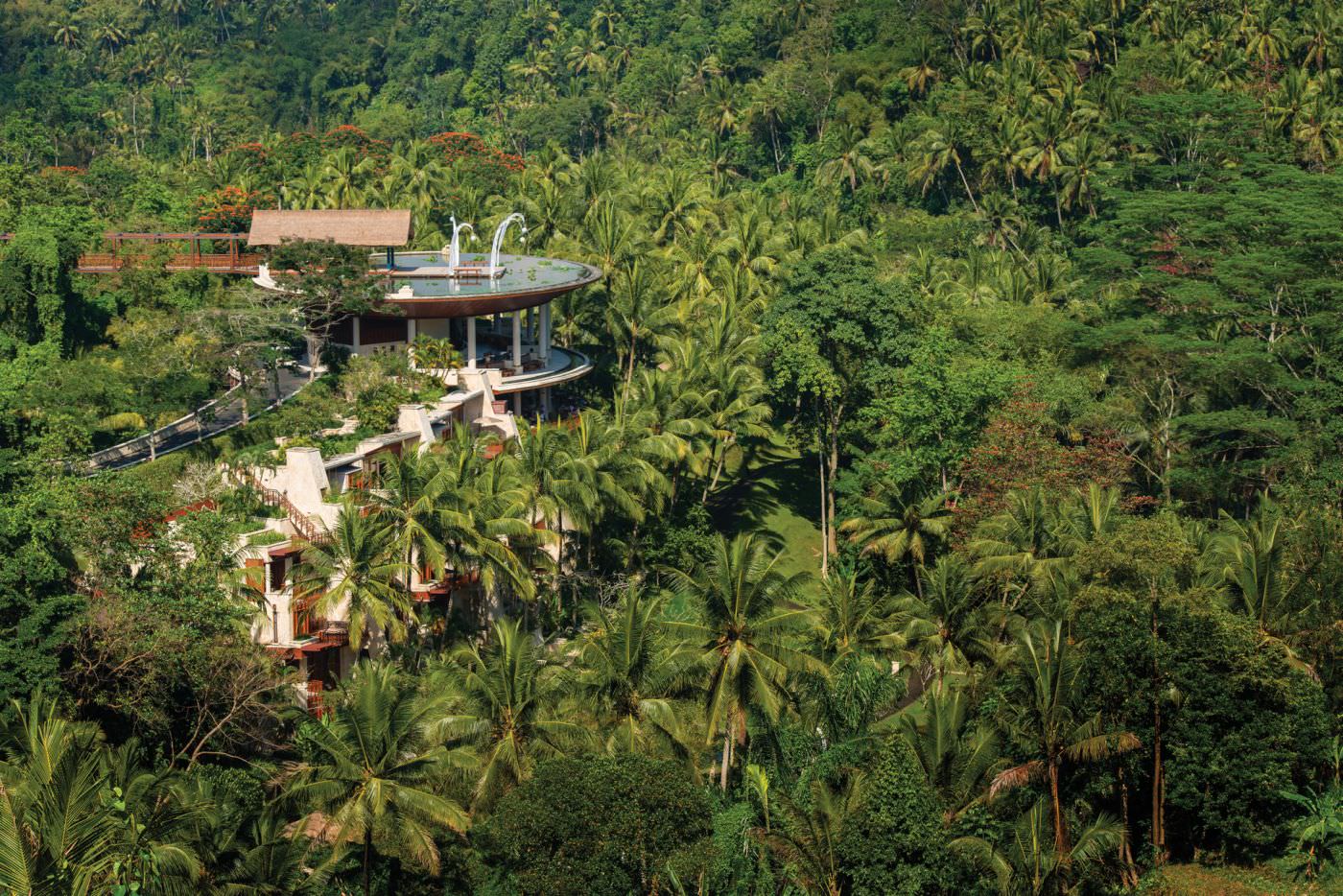 Das Hauptgebäude liegt versteckt inmitten des dichten Dschungels