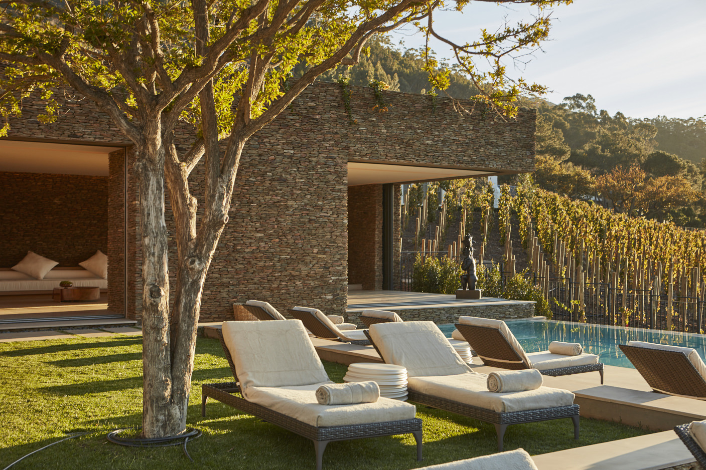 Direkt in den Weinbergen liegt das Leeu Estate