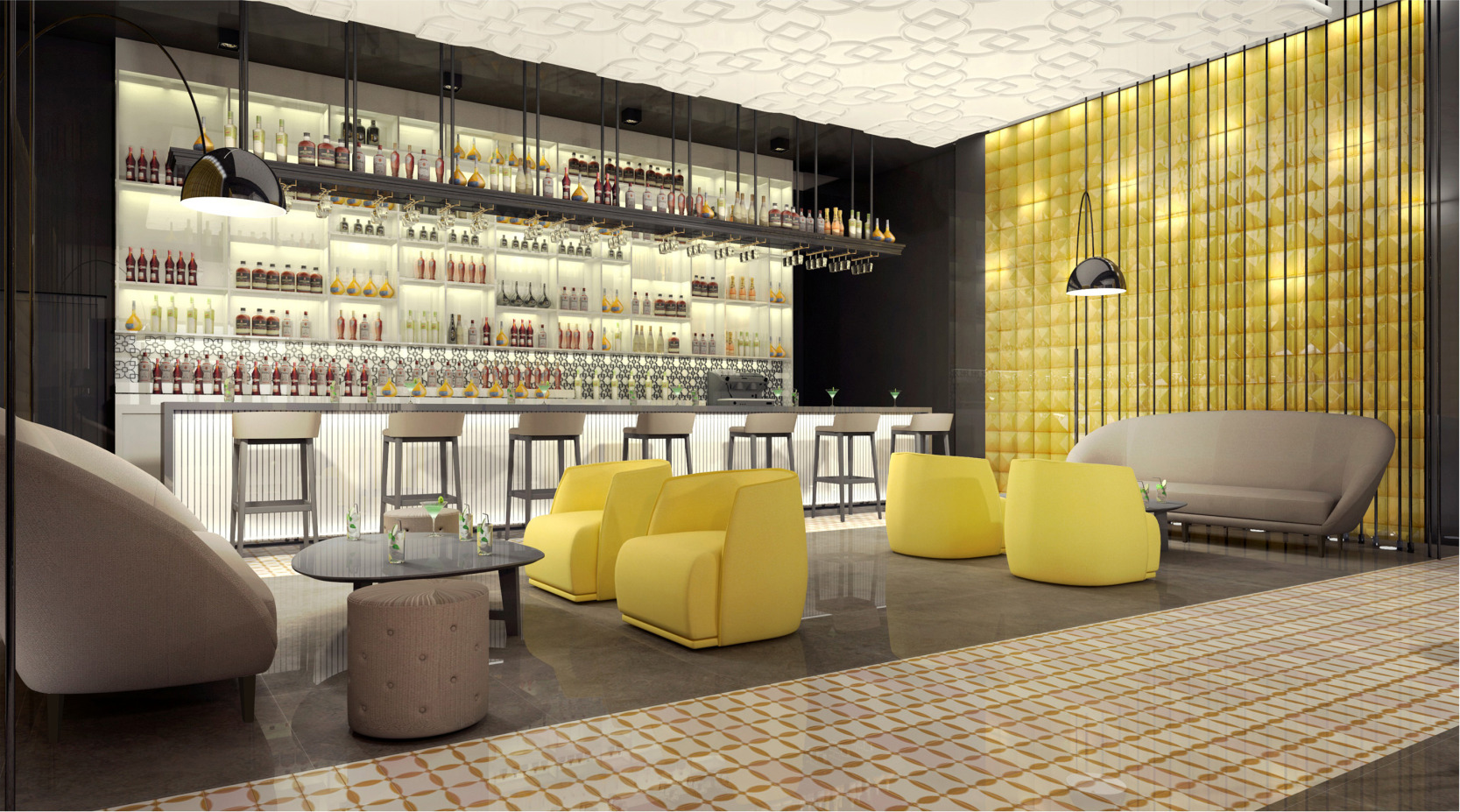 In frischem Gelb begrüßt Sie die Daiquiri Bar