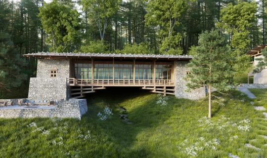 Die Gangtey Lodge als traditionelle Vogelbeobachtungsbrücke