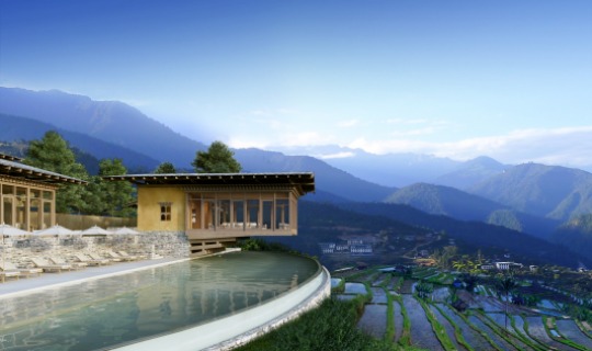 Die Punakha Lodge in traumhaft schöner Kulisse