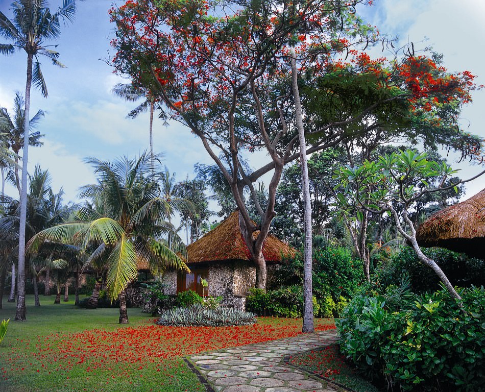 Die Gästevillen liegen umgeben von wunderschön angelegten Gärten