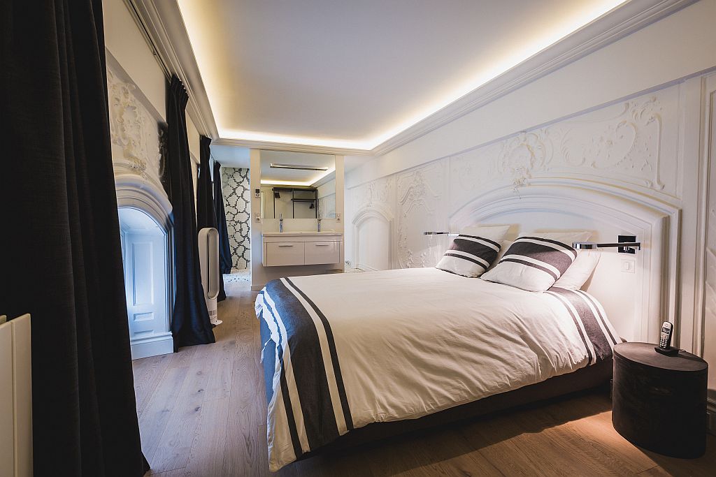 Schwarz-weiss Design des Schlafzimmers