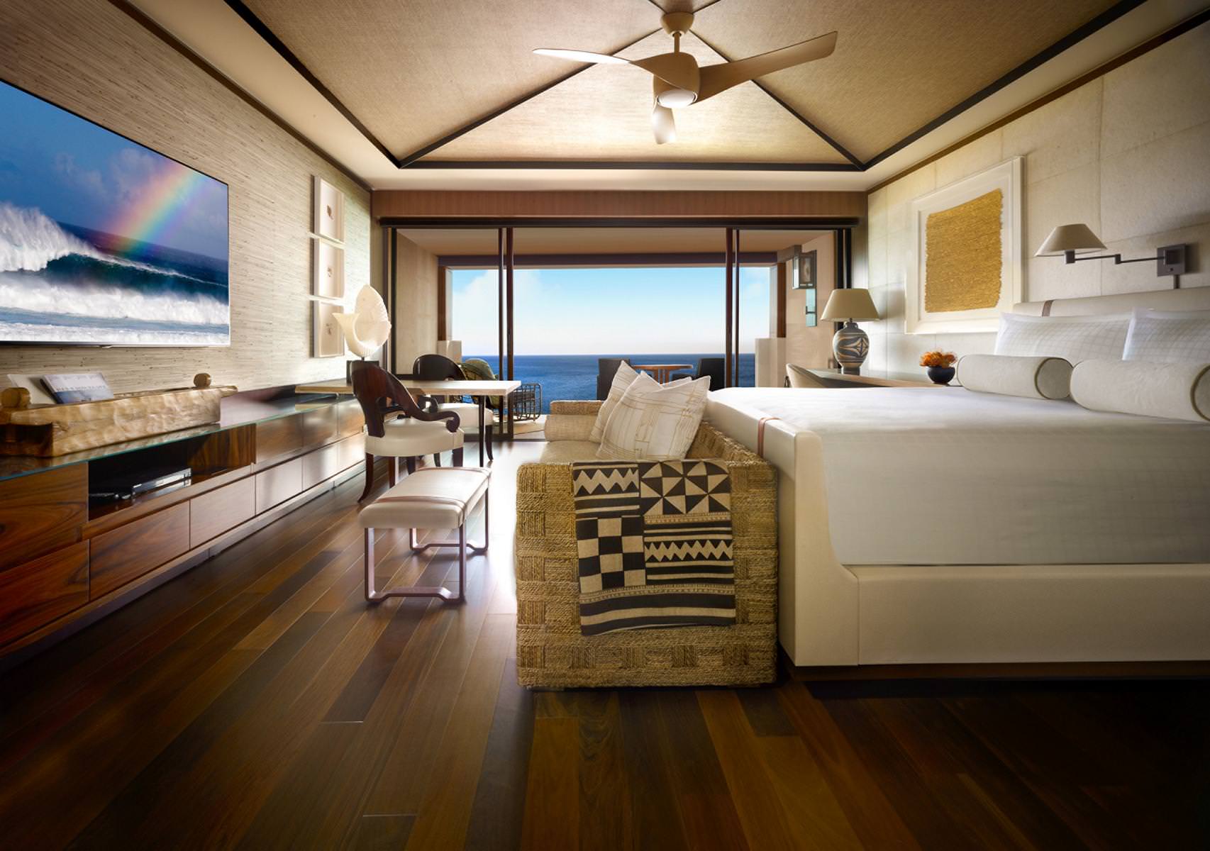 Die eleganten Zimmer mit tollem Blick auf den Pazifik