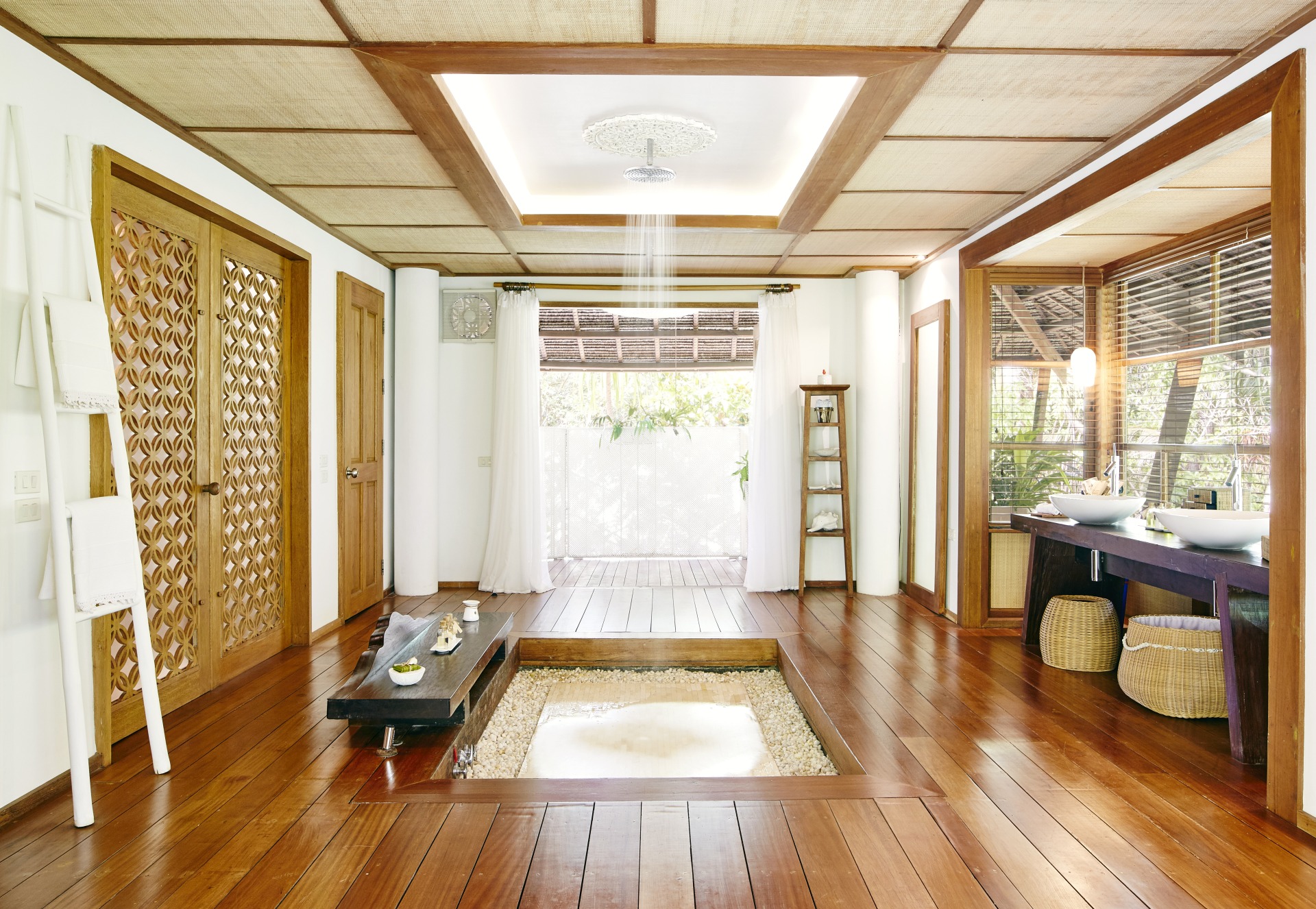 Das Paradies spiegelt sich auch im Badezimmer wieder