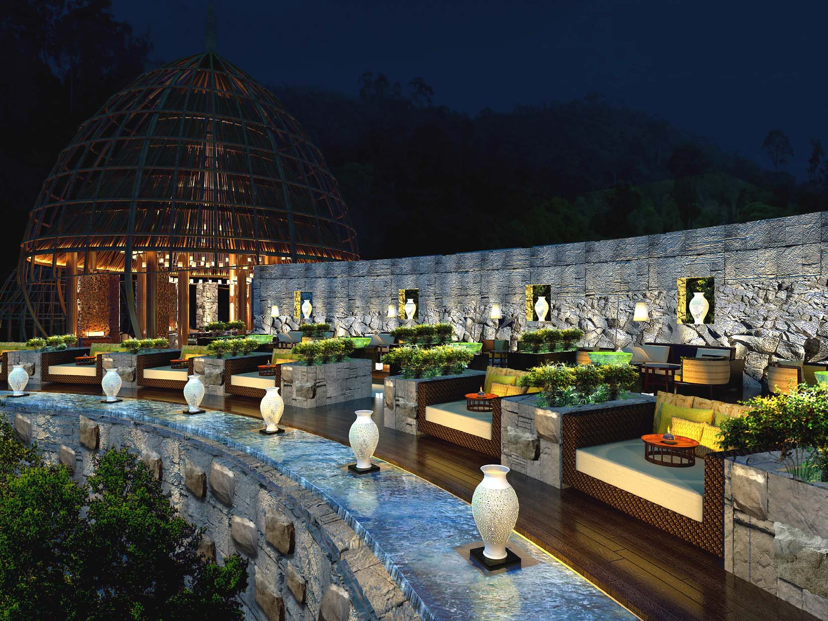 Gemütliches Ambiente der Beach Grill Pool Bar